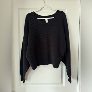 aerie Black Ribbed Crewneck Sweater
